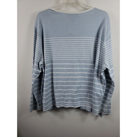 Womens NORTON STUDIO Blue White Striped Cardigan Top Size 2X Cotton - Picture 6 of 7